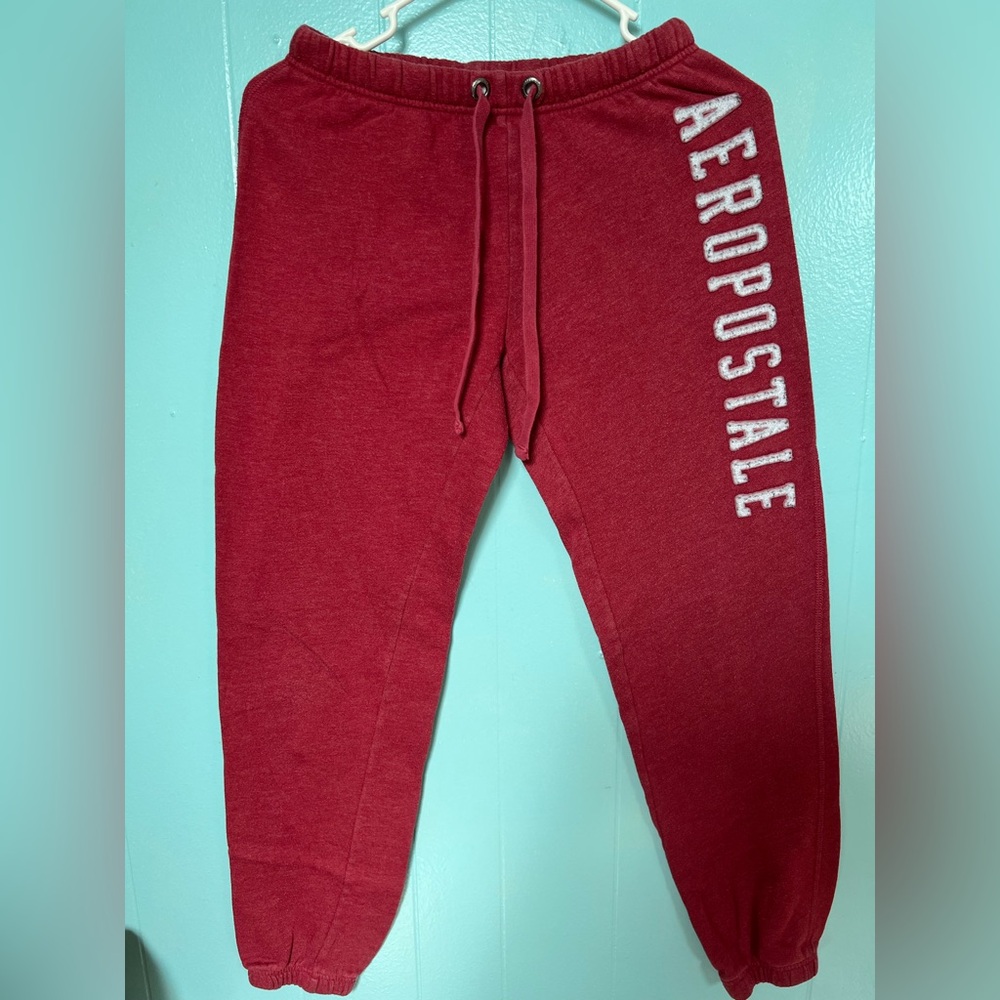 Aeropostale Red Jogger Sweatpants with Tapered Fit